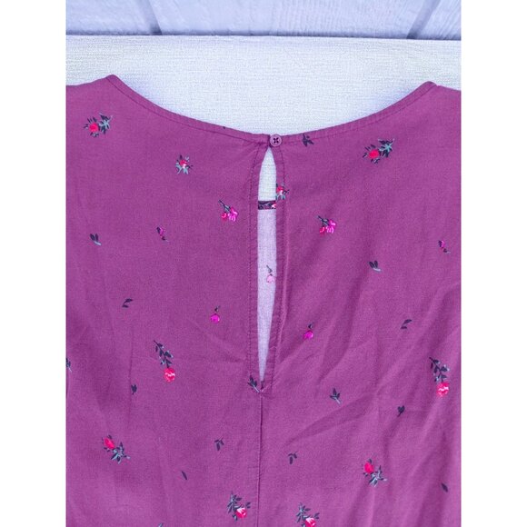 Old Navy Long Sleeve Woven Shift Dress Large Tall Red Floral Flared Sleeve Boho - Picture 7 of 13